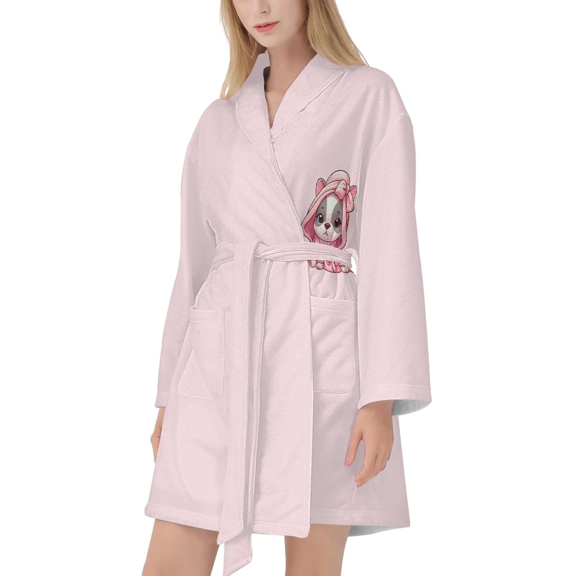Cozy Culture-Inspired Hazel - Women Bathrobe for Pet Enthusiasts Durable