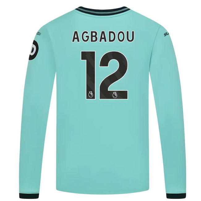 replica 2025-2026 Wolves Long Sleeve Away Shirt (Kids) (Agbadou 12)