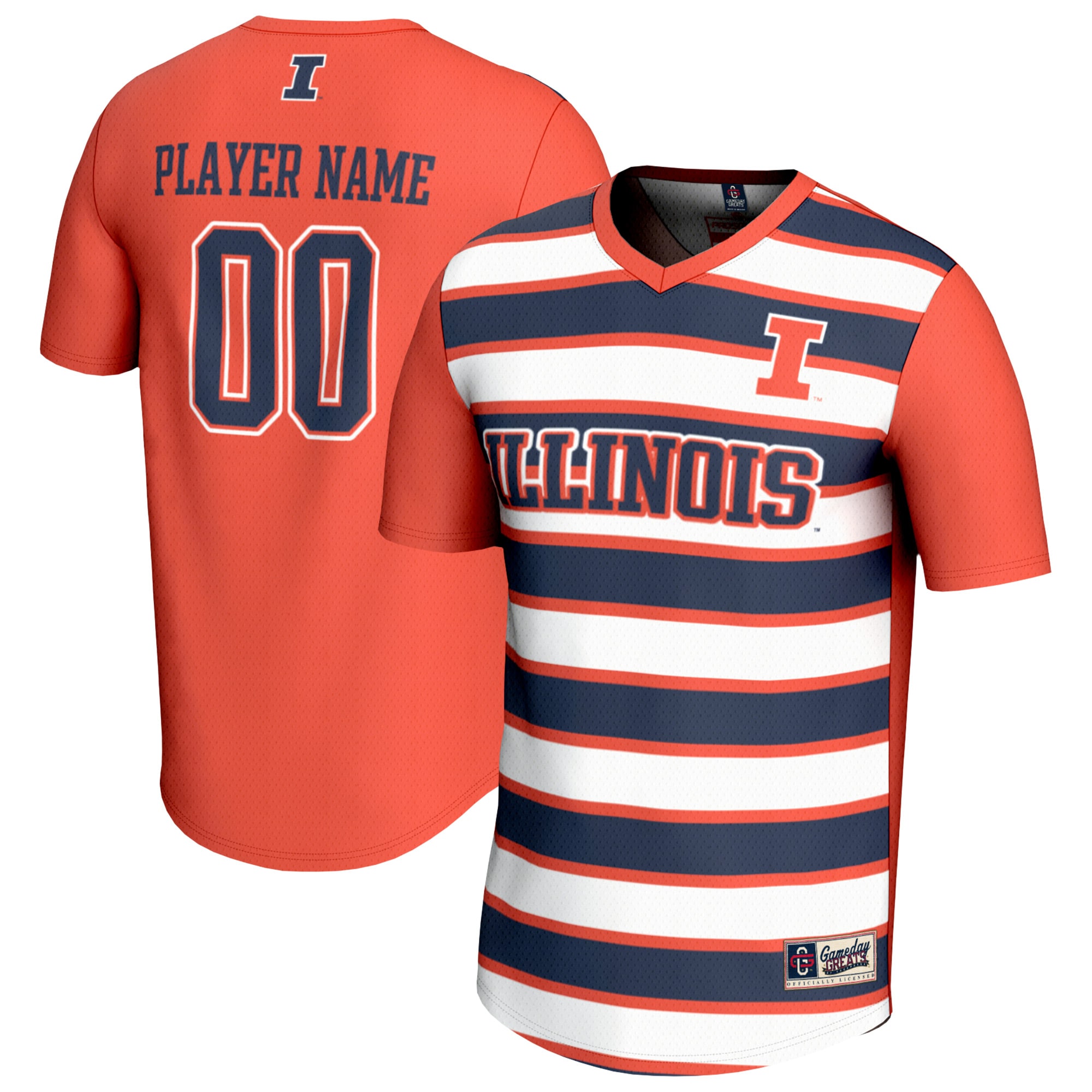 [LK] Illinois Fighting Illini GameDay Greats Youth NIL Pick-A-Player Collegiate Women's Soccer Lightweight Fashion Jersey - Orange/Navy
