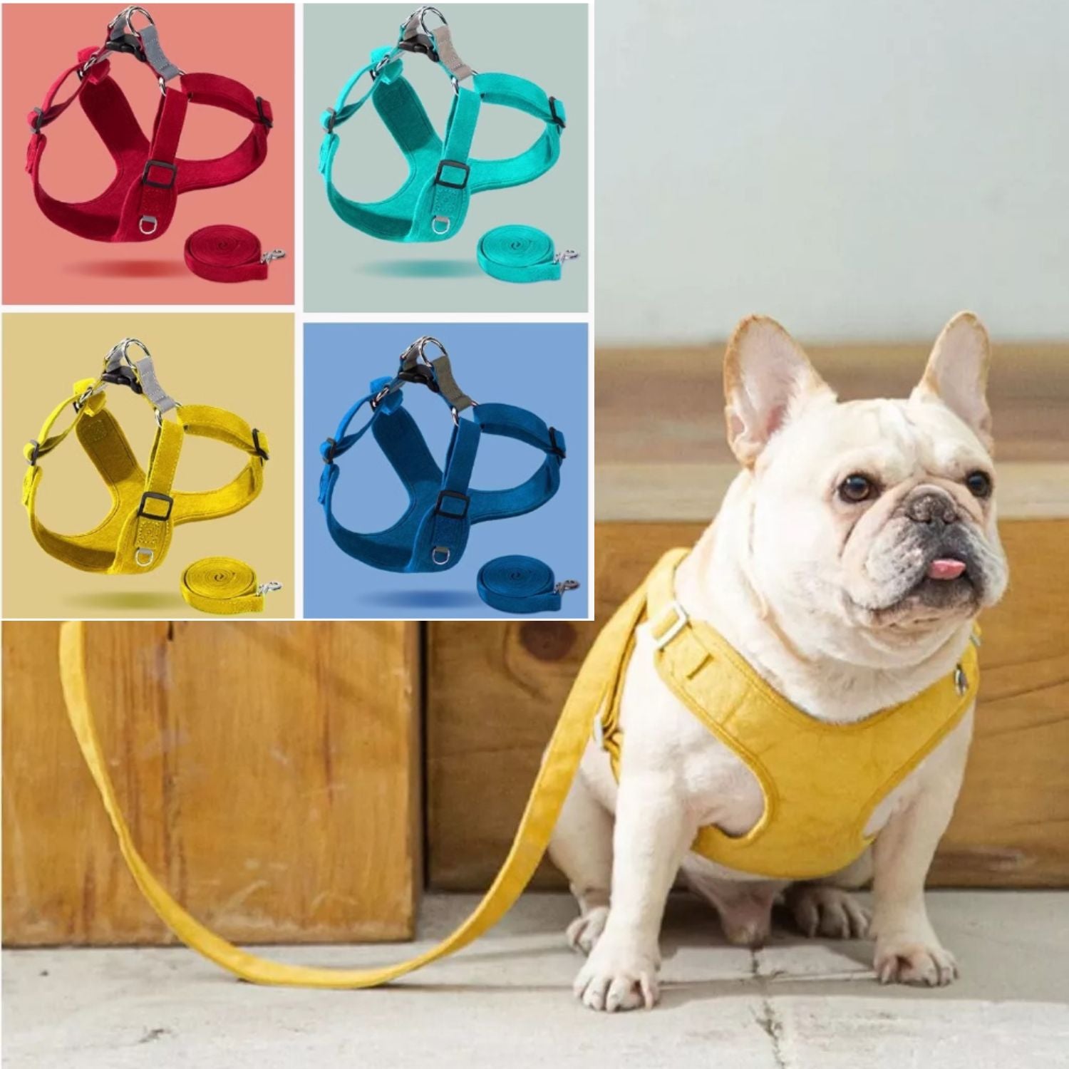 French Bulldog Bulldofit Luxury Suede Frenchie Harness – Breathable