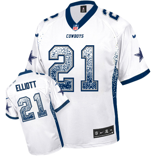 NFL W C Cowboys #21 Ezekiel Elliott White Elite Jersey - High Quality
