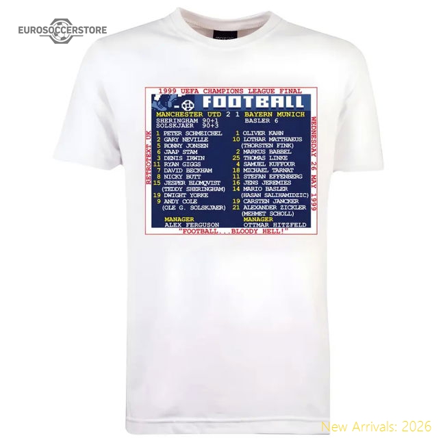 Premium 1999 Champions League Final (man United) Retrotext T-shirt