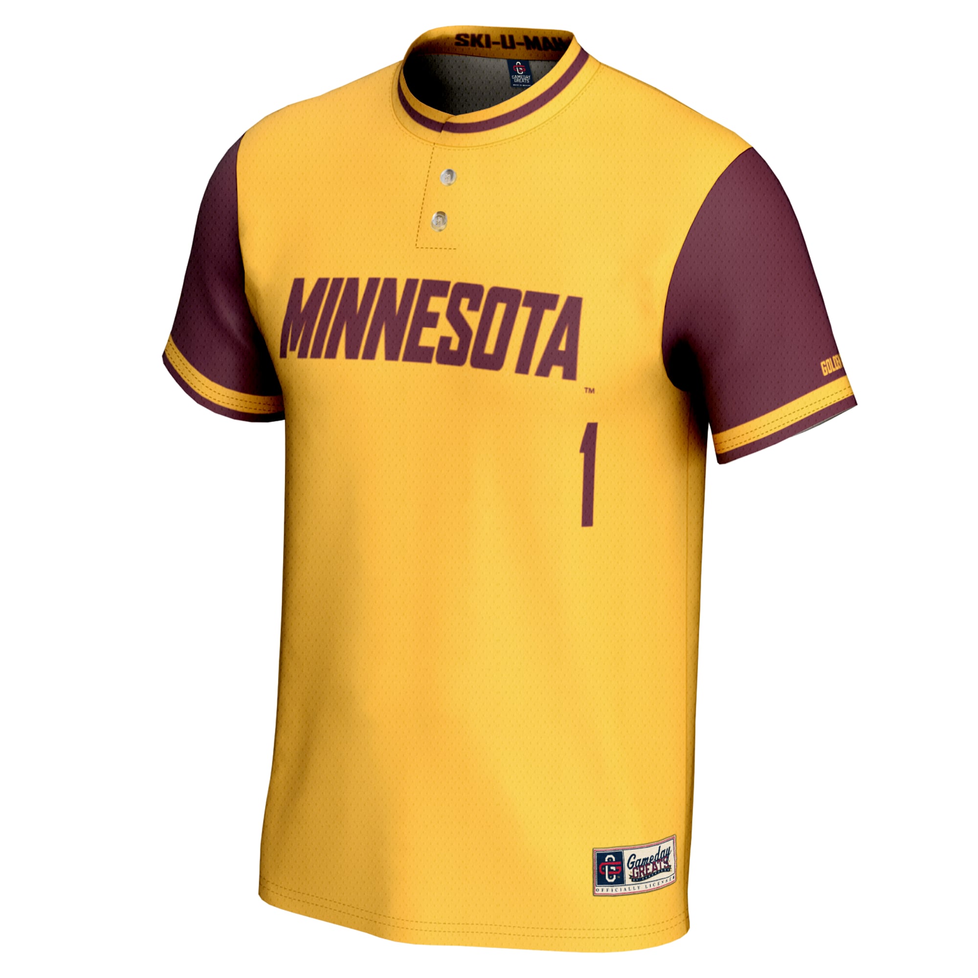 #1 Minnesota Golden Gophers GameDay Greats Unisex Lightweight Softball Jersey - Gold