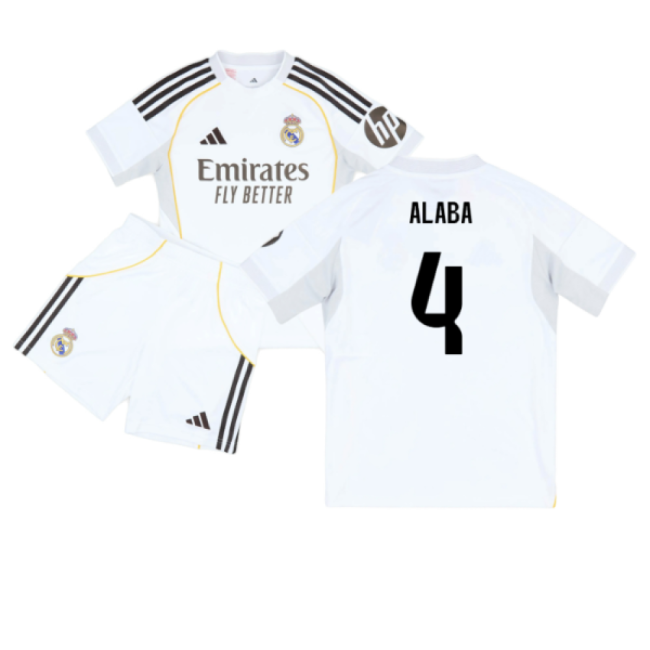 2025-2026 Madrid Real Madrid Home Kit Youth Kit (Alaba 4)