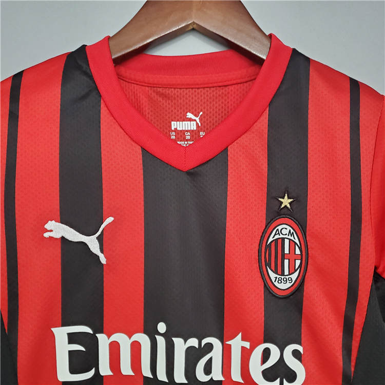 Kids AC Milan 21-22 Home Red Soccer Suit Football Kit ShirtShorts -