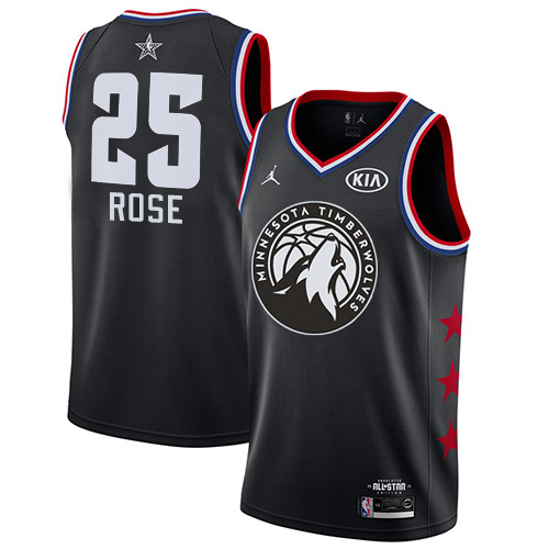 T-Wolves #25 Derrick Rose Premium 2019 Icon NBA Jersey - Black