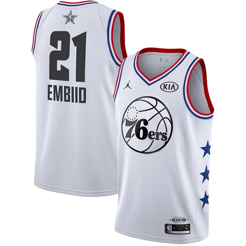 White Nike Joel Embiid #21 76ers Jersey - Performance Fabric