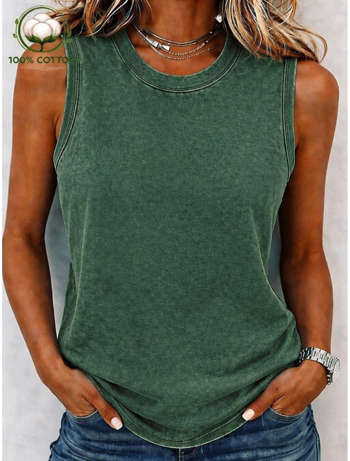 SoftFade™ Women's Vintage 100% Cotton Tank Top - Soft Washed Sleeveless Basic Tops