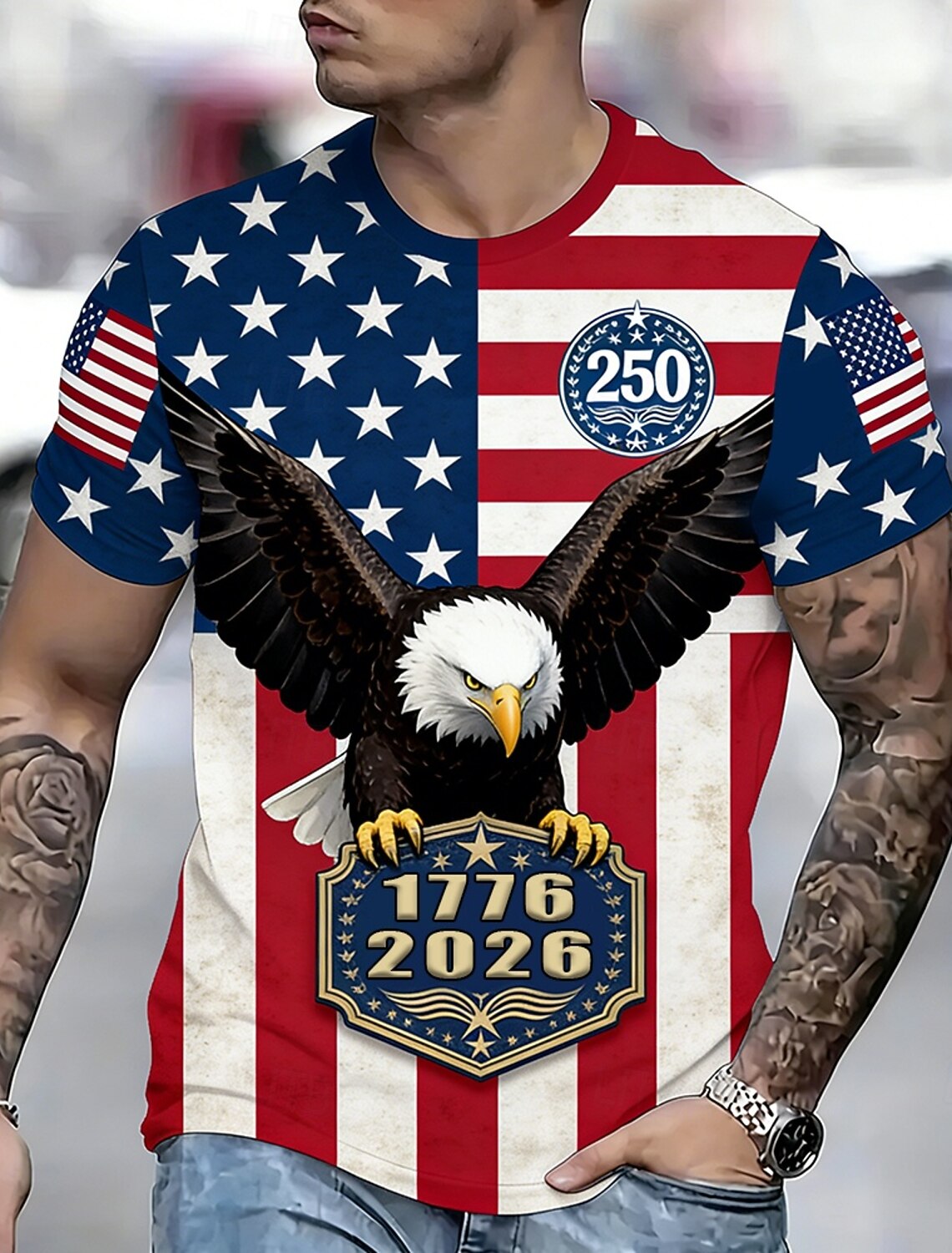 Independence Day Men's American US Flag 4th of July U.S. 250th Anniversary Patriotic Shirt Summer Shirt Button Up Shirt Short Sleeve Fashion Casual Holiday Summer Spring Turndown 3D Print Collared