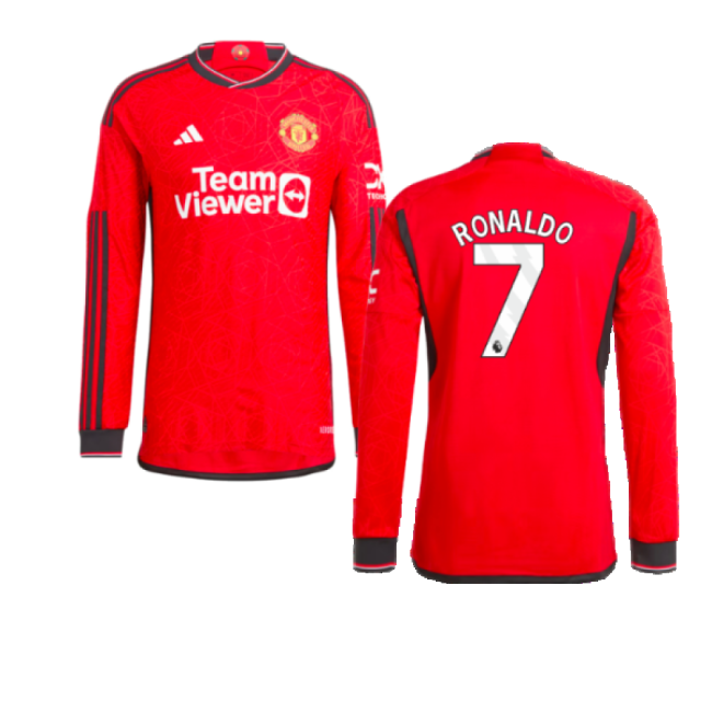 Football Man Utd Long Sleeve Home Shirt Ronaldo #7 Match Quality F...