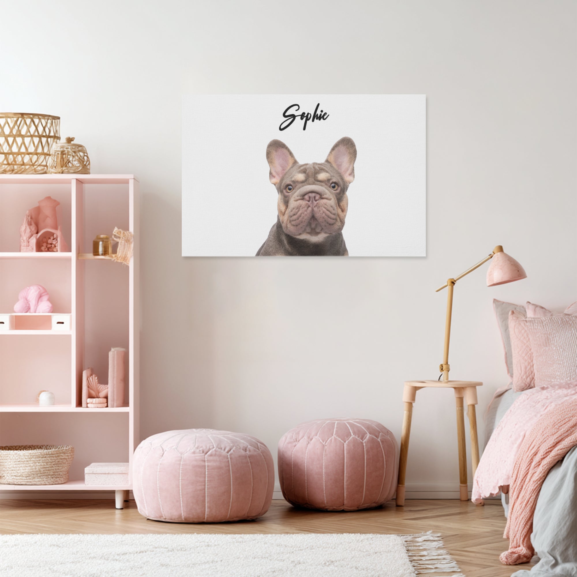French Bulldog Khloe Personalized Adorable Frenchie Canvas Wall Art Durable Dog Item
