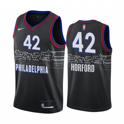 Black Nike Philadelphia 76ers #42 76ers Jersey - Breathable Material