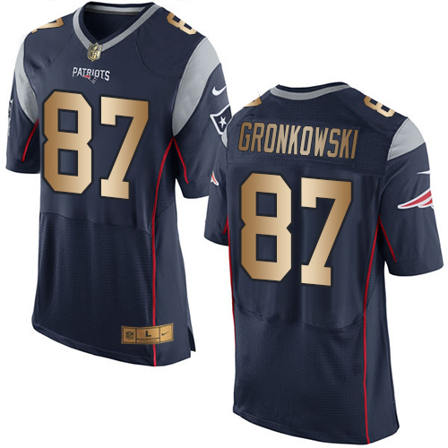 NFL NE Patriots #87 Rob Gronkowski Navy Elite Jersey - Authentic Qu...