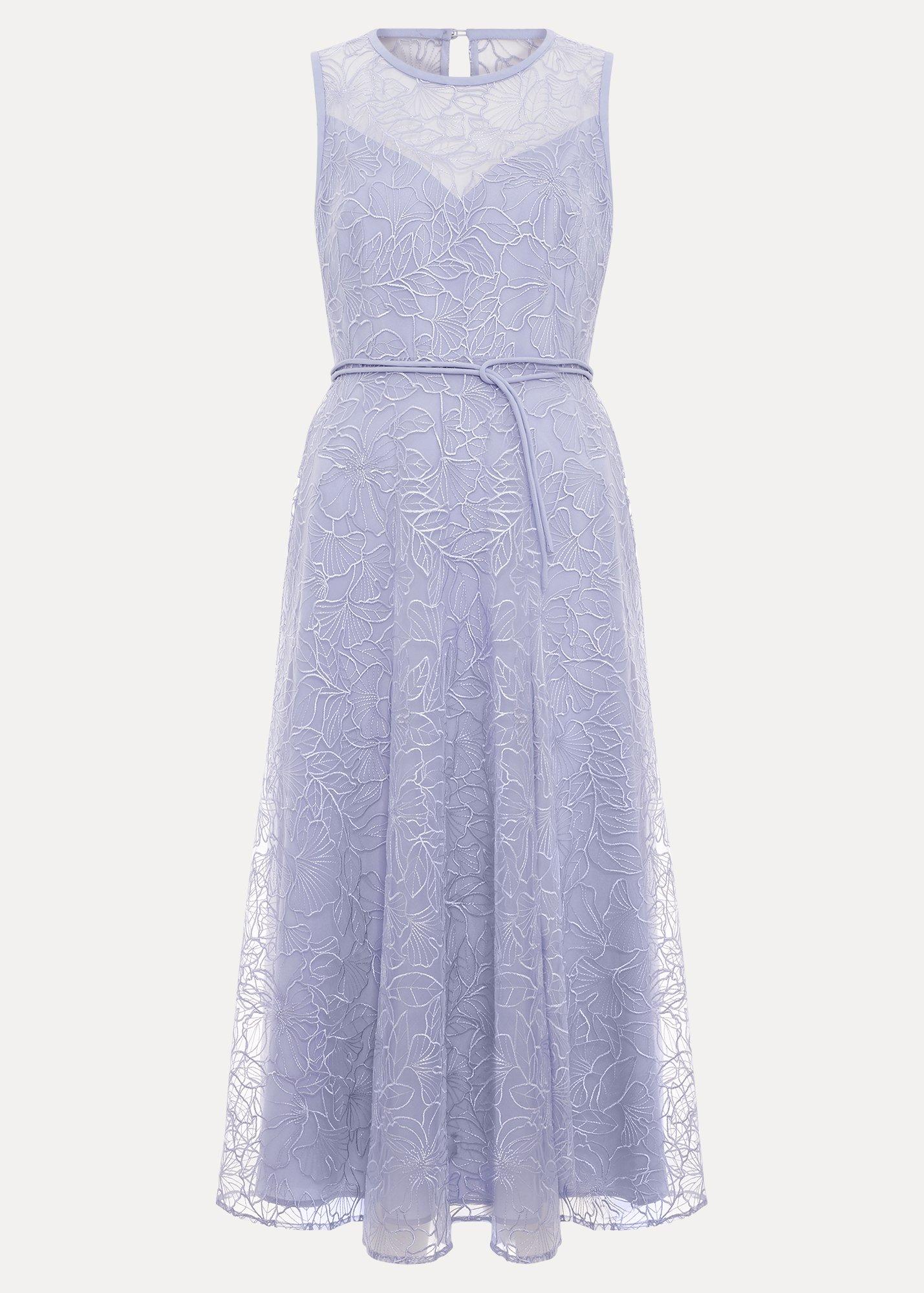 Sakura Blue Embroidered Midi Dress