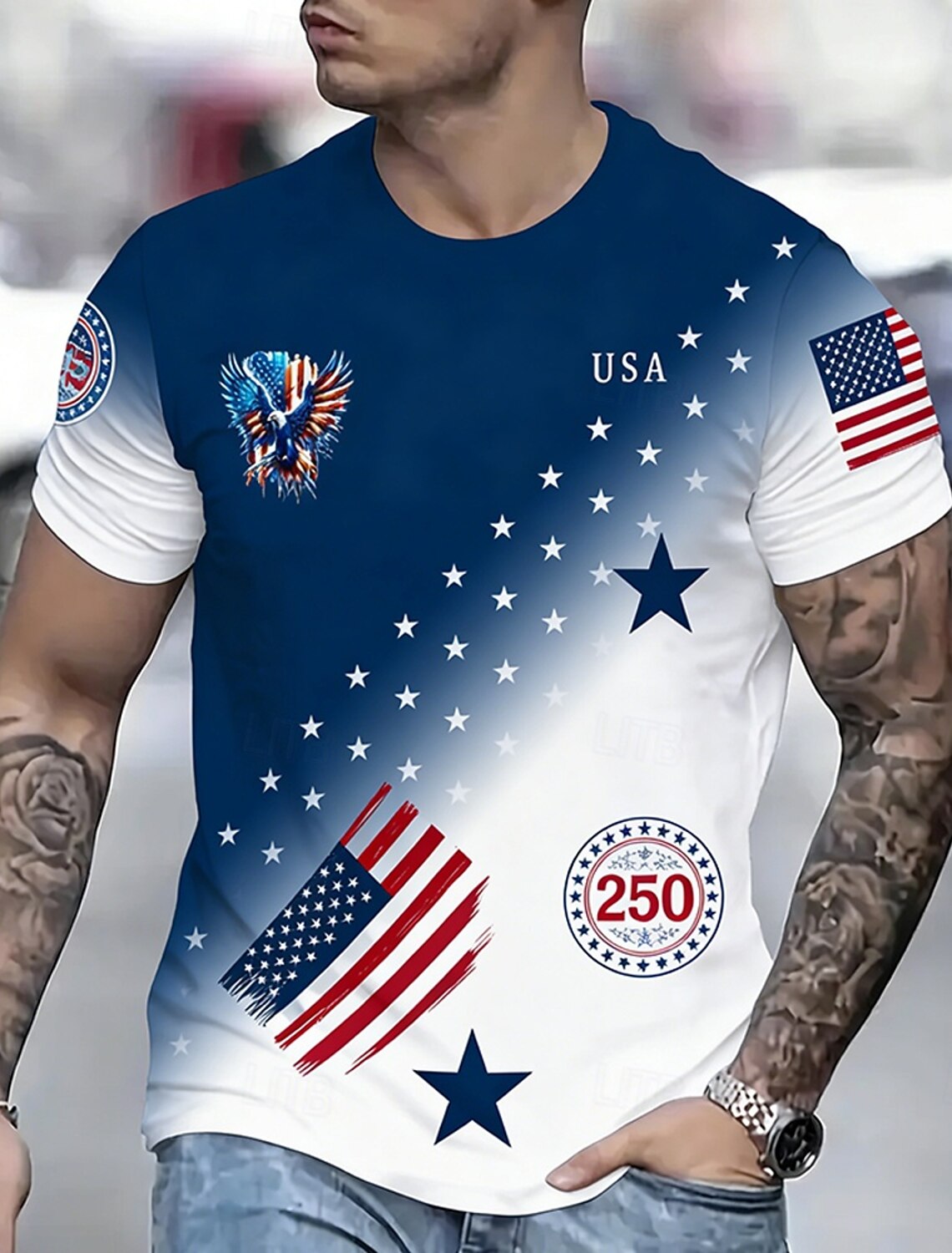 America's 250th Anniversary Men's American US Flag Patriotic Shirt