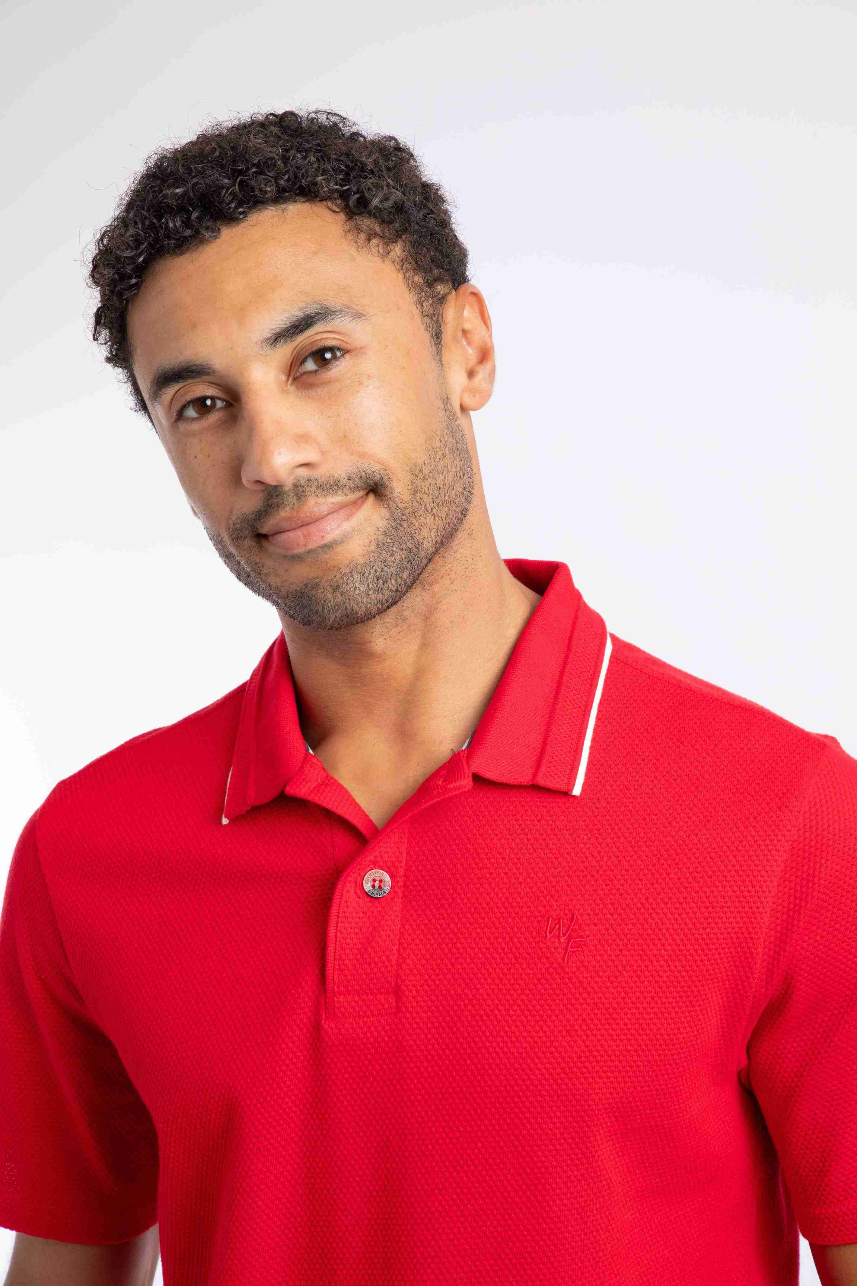 Powell Textured Polo Shirt Barberry Red Marl