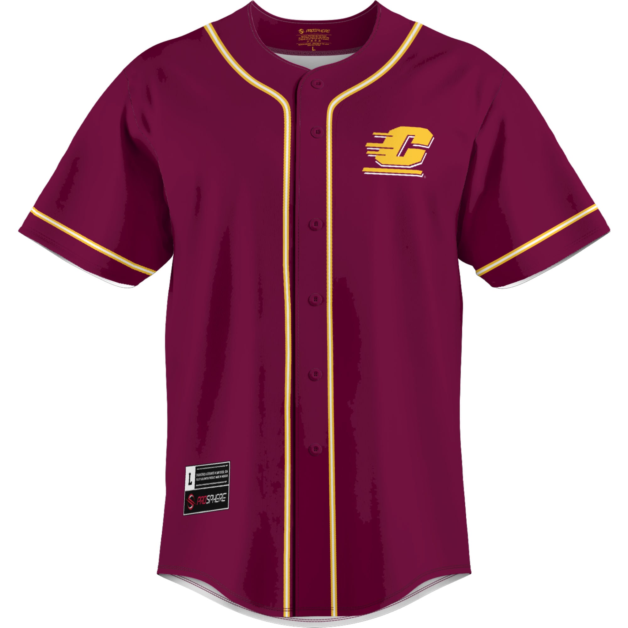 [DDG] Central Michigan Chippewas GameDay Greats Lightweight Baseball Jersey - Maroon