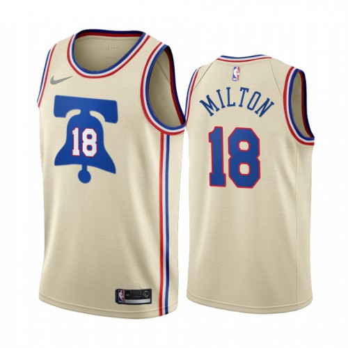 Philadelphia Philadelphia 76ers #18 Shake Milton Cream Womens NBA Swingman 2020-21 Earned Edition Jersey Womens