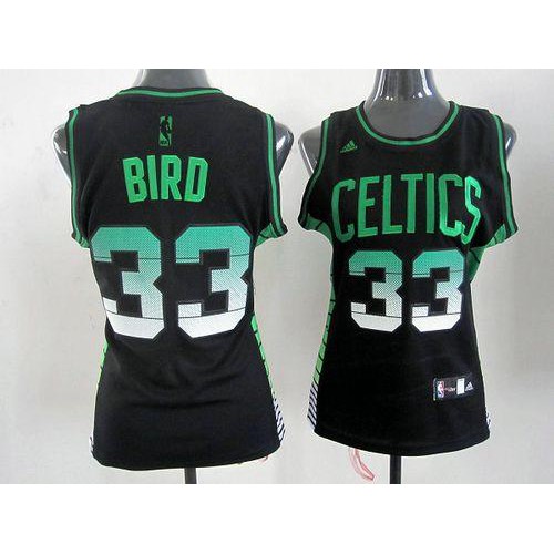 Boston Celtics #33 Larry Bird Black Vibe Womens Stitched NBA Jersey Womens