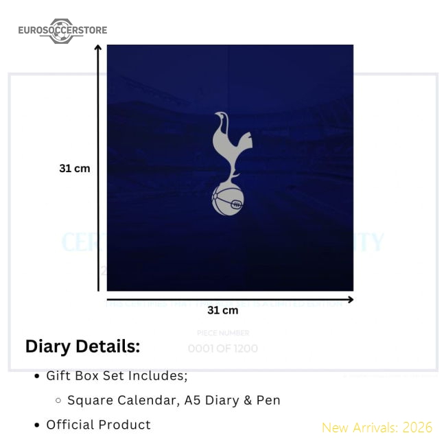 Official Tottenham Hotspur Fc Calendar & Diary Musical Gift Box 2026