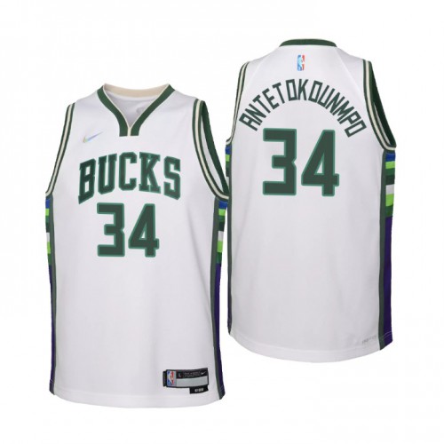 MIL White Nike G. Antetokounmpo #34 NBA Jersey NBA Fan Apparel