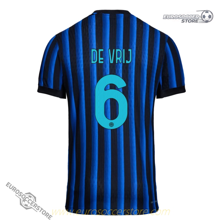 Inter Milan's 25-26 Home Jersey (Player Version) featuring DE VRIJ with the number 6