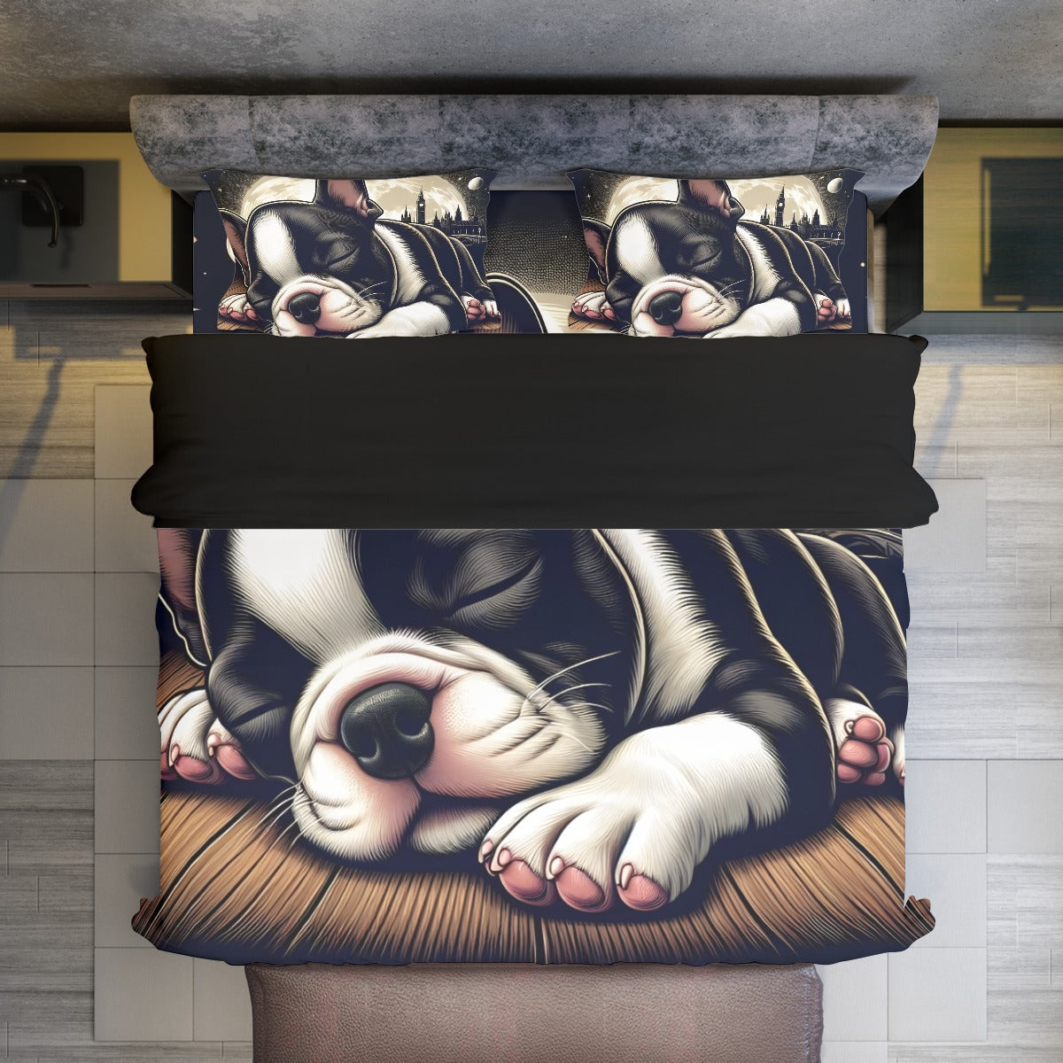 French Bulldog Ivy Duvet Cover Set For Boston Terrier Lovers Durable Dog Item