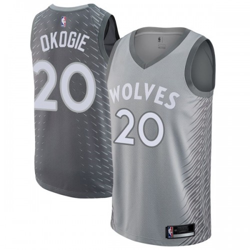 MIN Josh Okogie #20 Official 2024 City NBA Swingman Jersey Silver