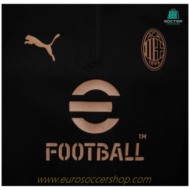 2024-2025 AC Milan Training 1/4 Zip Top (Black) - Kids