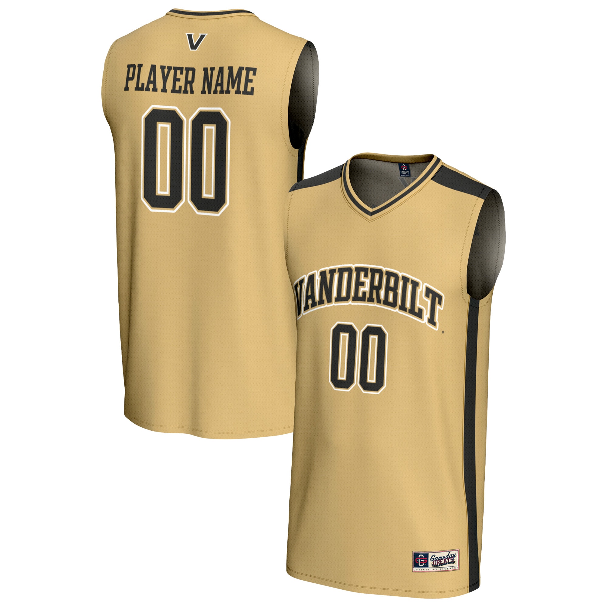 [NJP] Vanderbilt Commodores GameDay Greats Unisex NIL Pick-A-Player Lightweight Women's Basketball Fashion Jersey - Gold