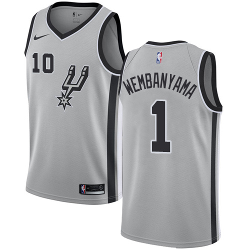 San Antonio Spurs #1 Victor Wembanyama Silver Women¡¯s NBA Swingman Statement Edition Jersey