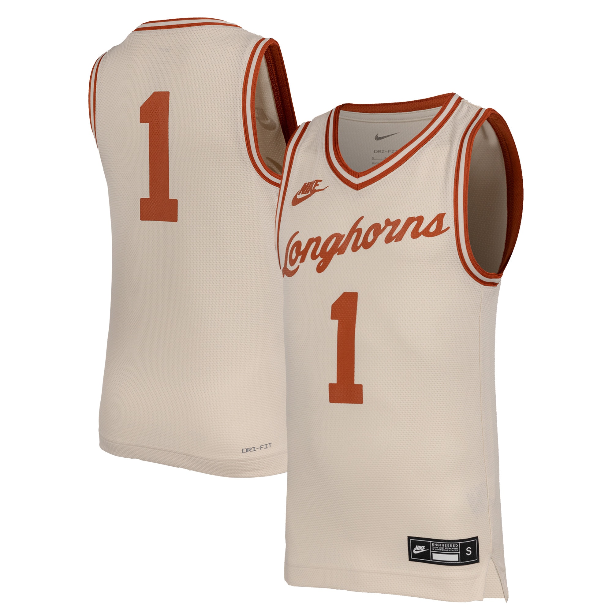 [NJP] Texas Longhorns Retro Replica Basketball Jersey - Natural