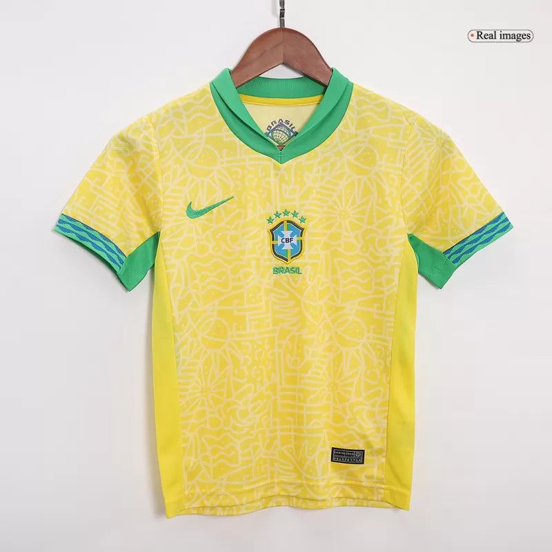 Brazil Kid¡®s Home Soccer Jerseys (Jersey+Short) Kit 2024Authentic Kit