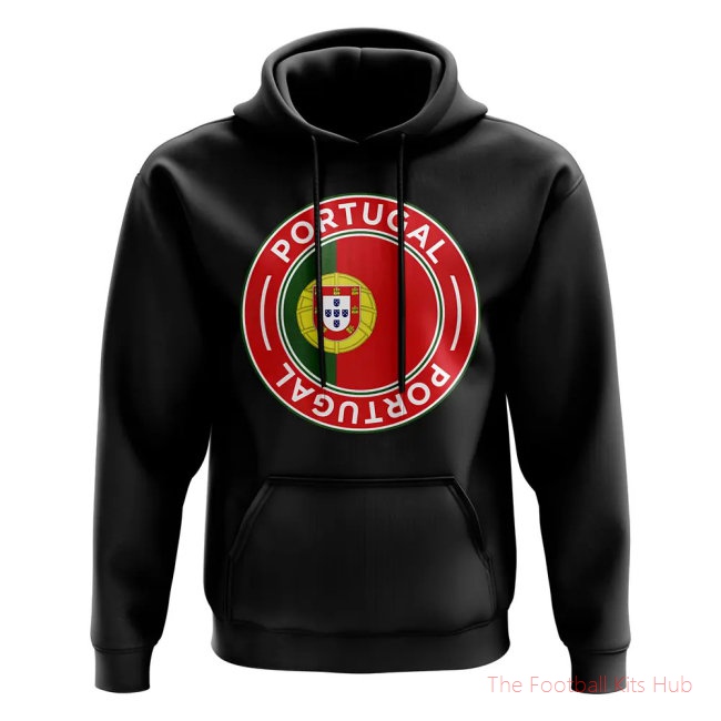 Men Portugal Football Badge Hoodie (Black) UEFA Euro