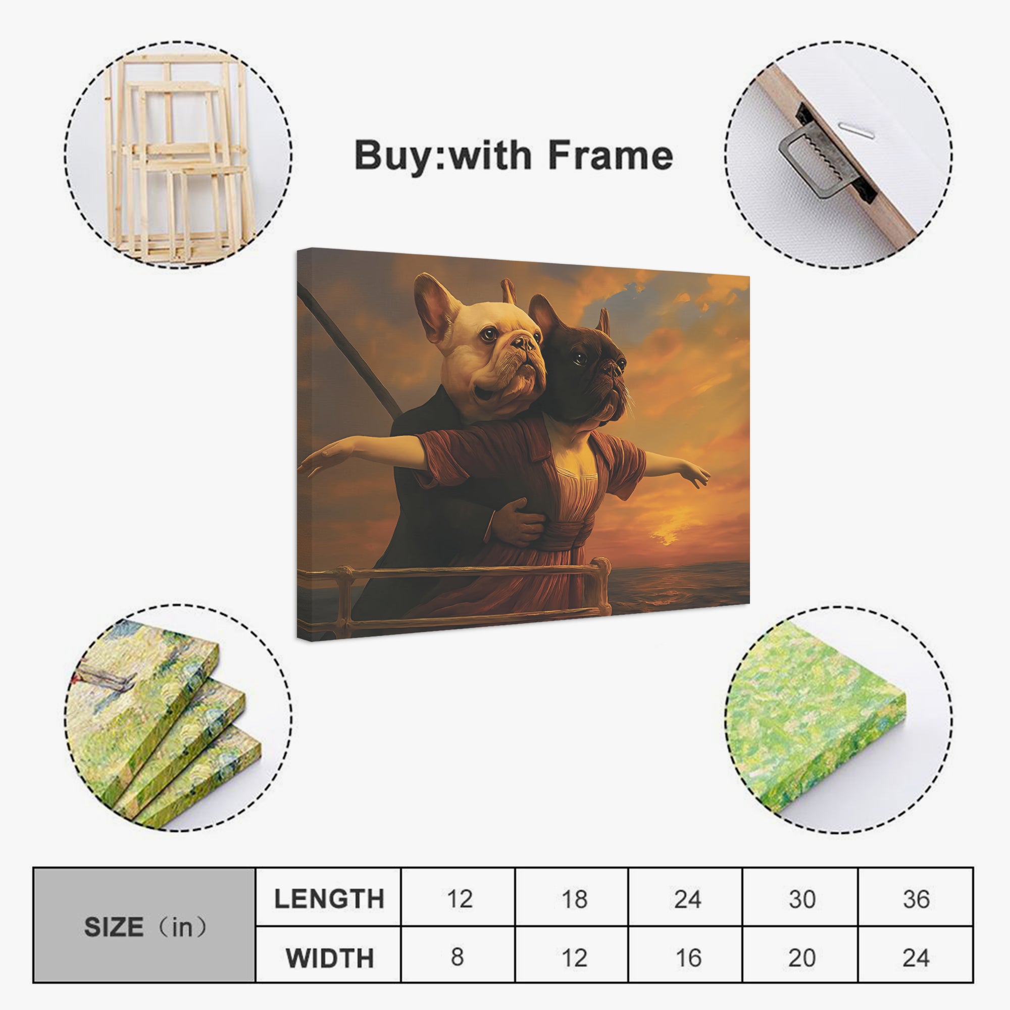 Adorable Frenchie Canvas Wall Art Pet Owner Apparel | Stylish Look