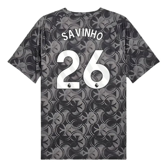 2025-2026 Man City Warm Up Jersey (Black) (Savinho 26) (Match Day)