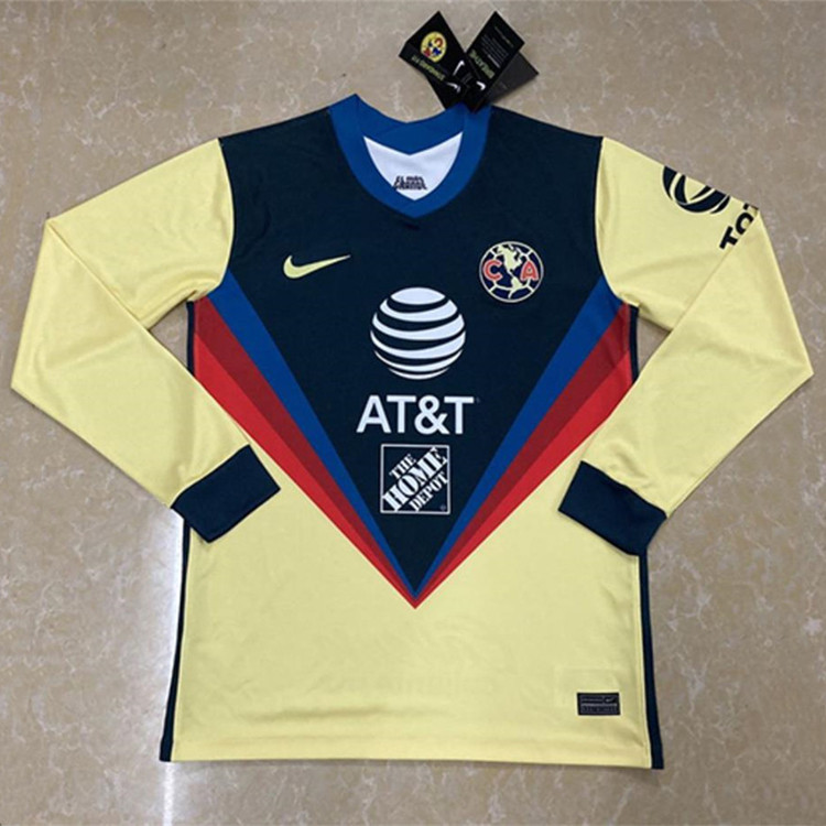 Lightweight Club America 20-21 Home Long Sleeve Soccer Jersey Shirt