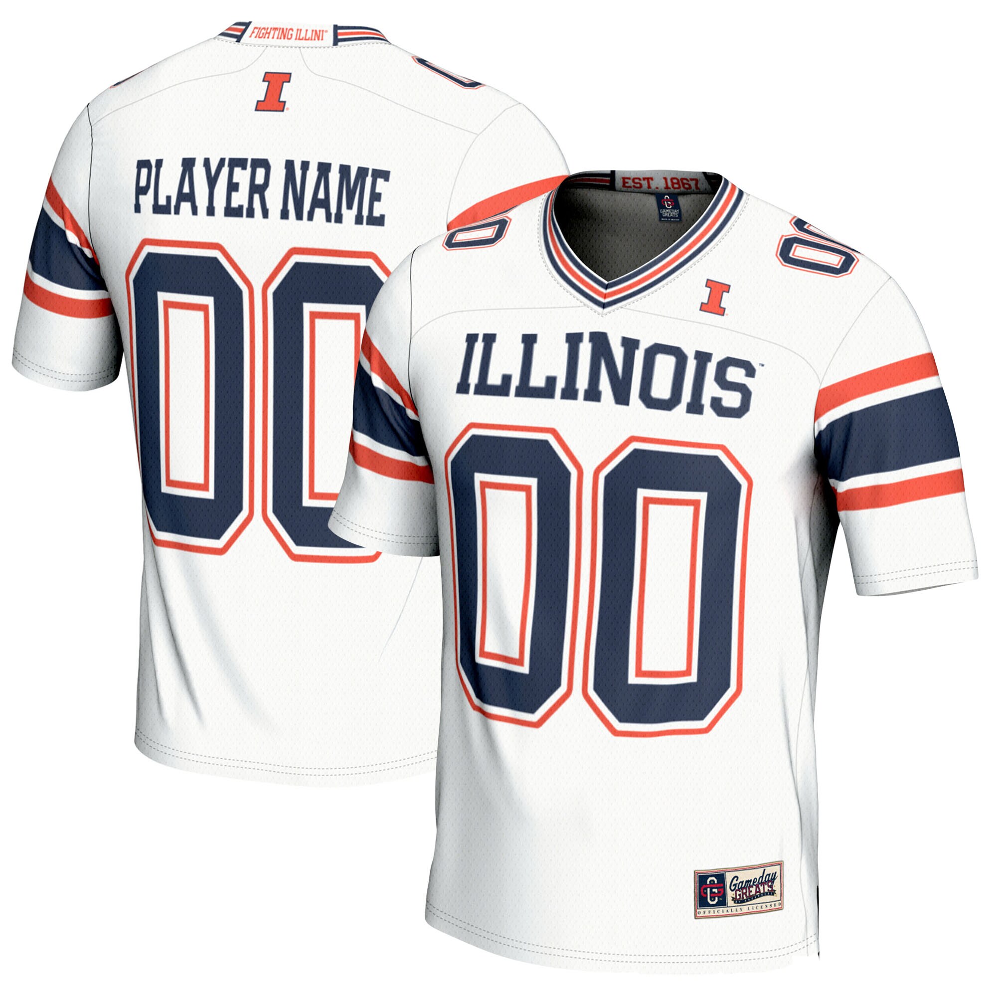 [DDG] Illinois Fighting Illini GameDay Greats Youth NIL Pick-A-Player Football Jersey - White