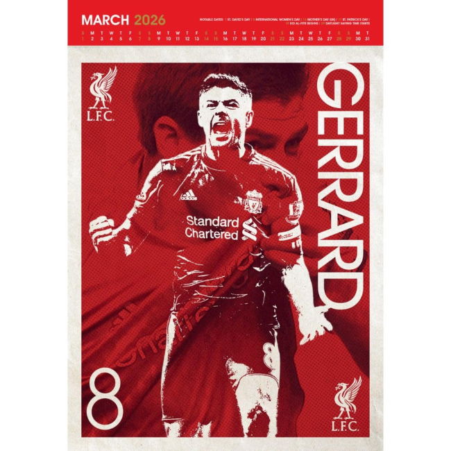 Calendar 2026 2025 Edition Durable Liverpool Home Football Shirt