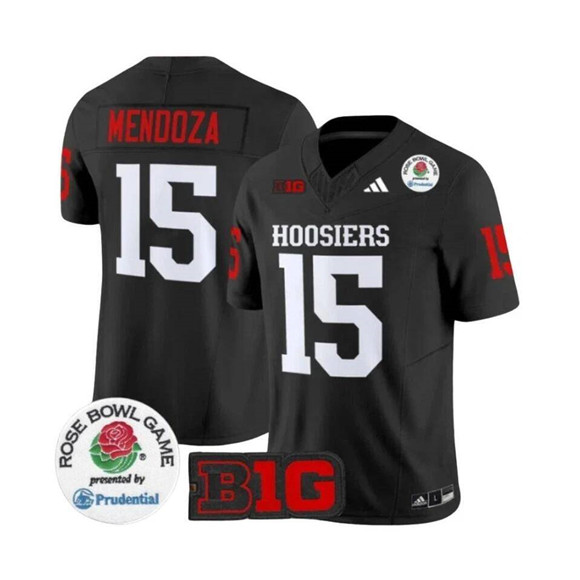 Men's None #15 Fernando Mendoza Black 2025 match worn away jersey