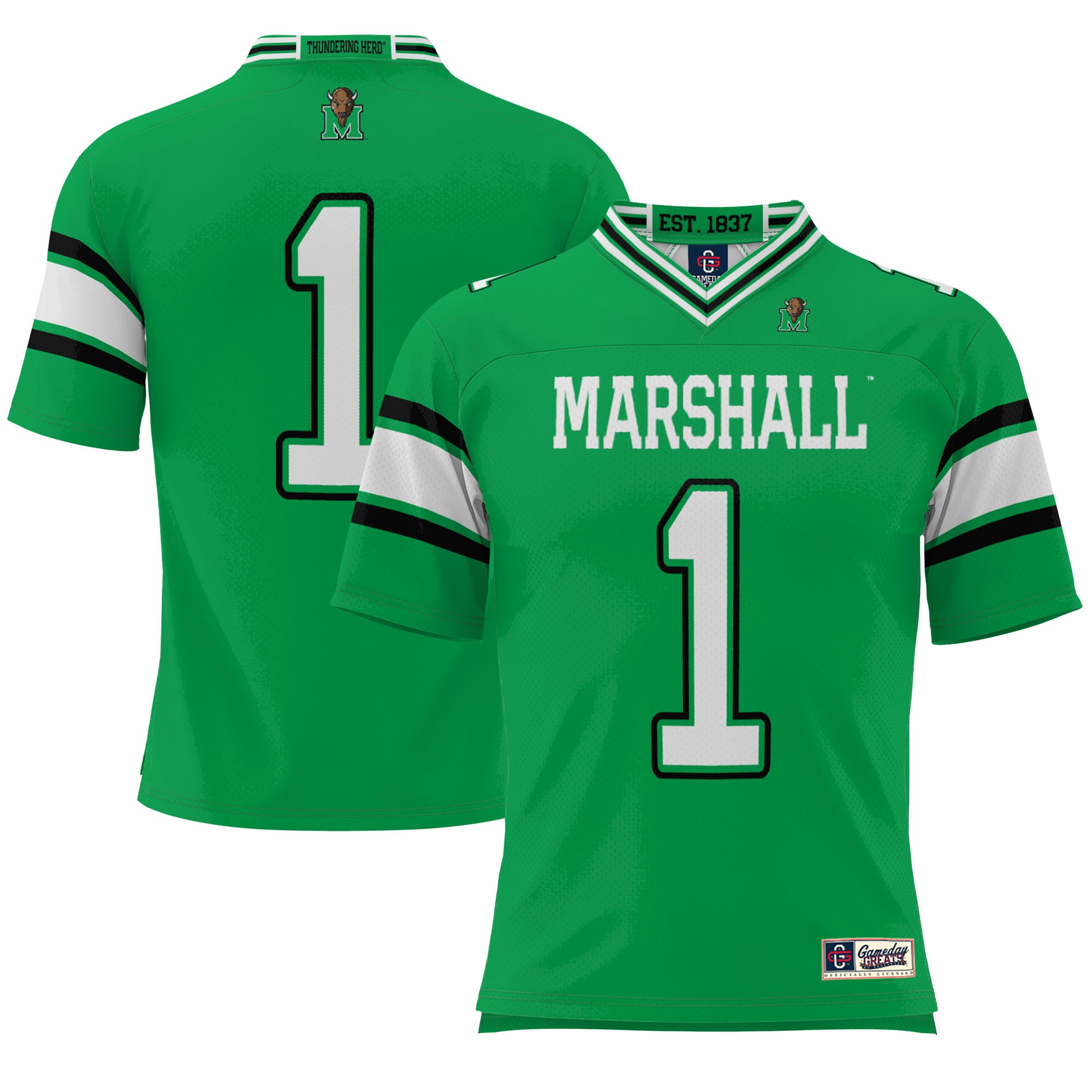 [Youth] Marshall Thundering Herd #1 Football Jersey - Kelly Green | Stadium Series 2026