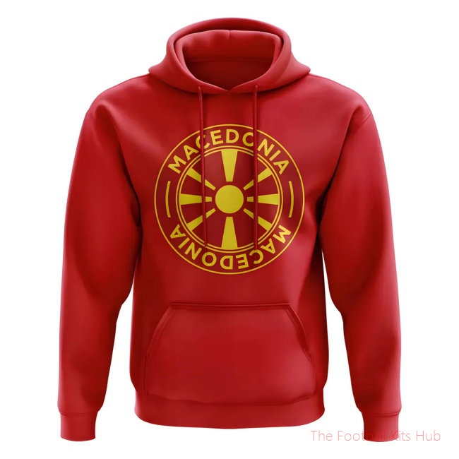 Men Macedonia Football Badge Hoodie (Red)