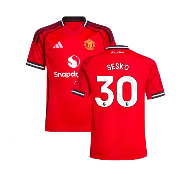 Football Man Utd Home Shirt Kids Sesko #30 Match Quality Intense U...