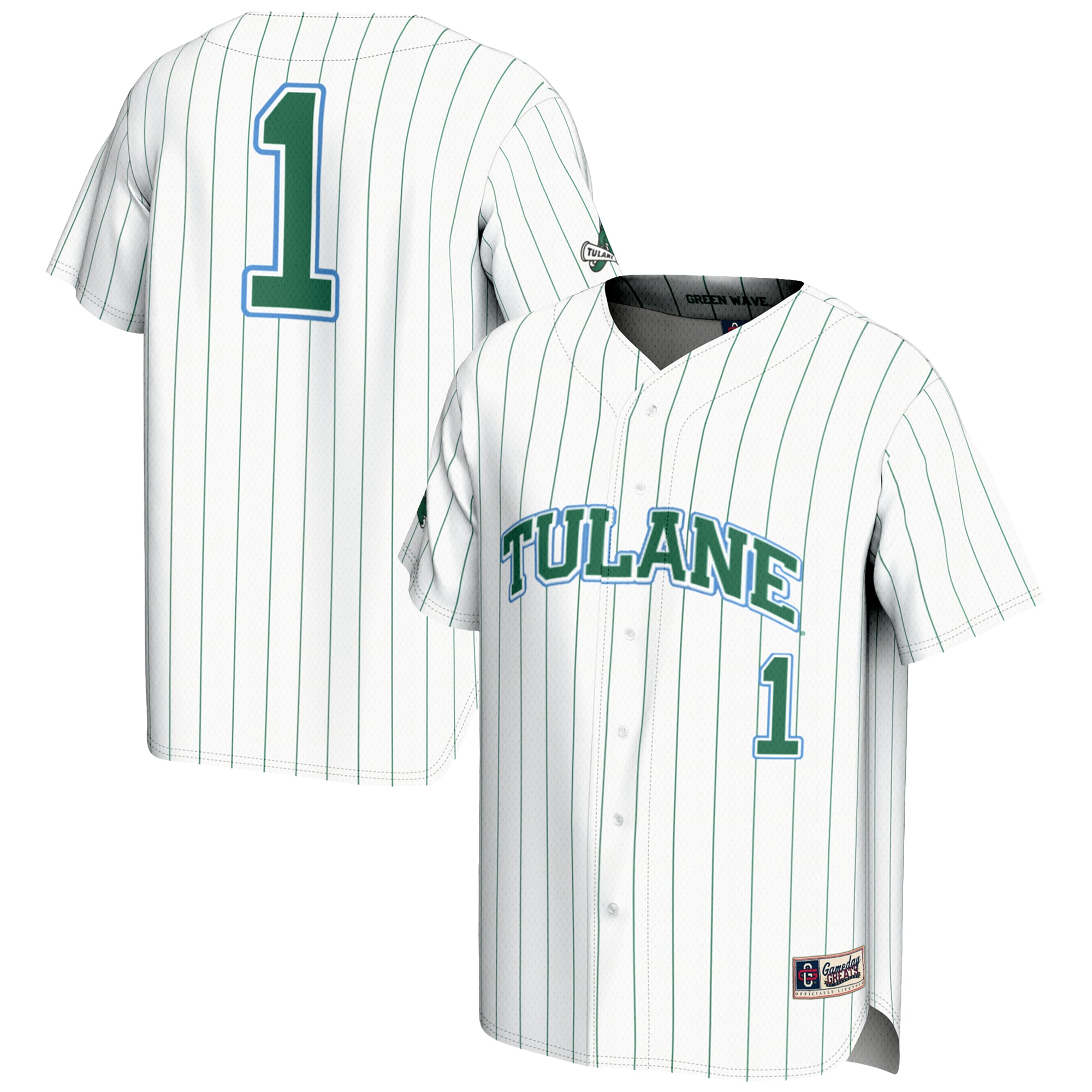 [DDG] Women's Tulane Green Wave GameDay Greats Lightweight Baseball Jersey - White
