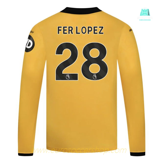 2025-2026 Wolves Long Sleeve Home Shirt - Kids (Fer Lopez 28)