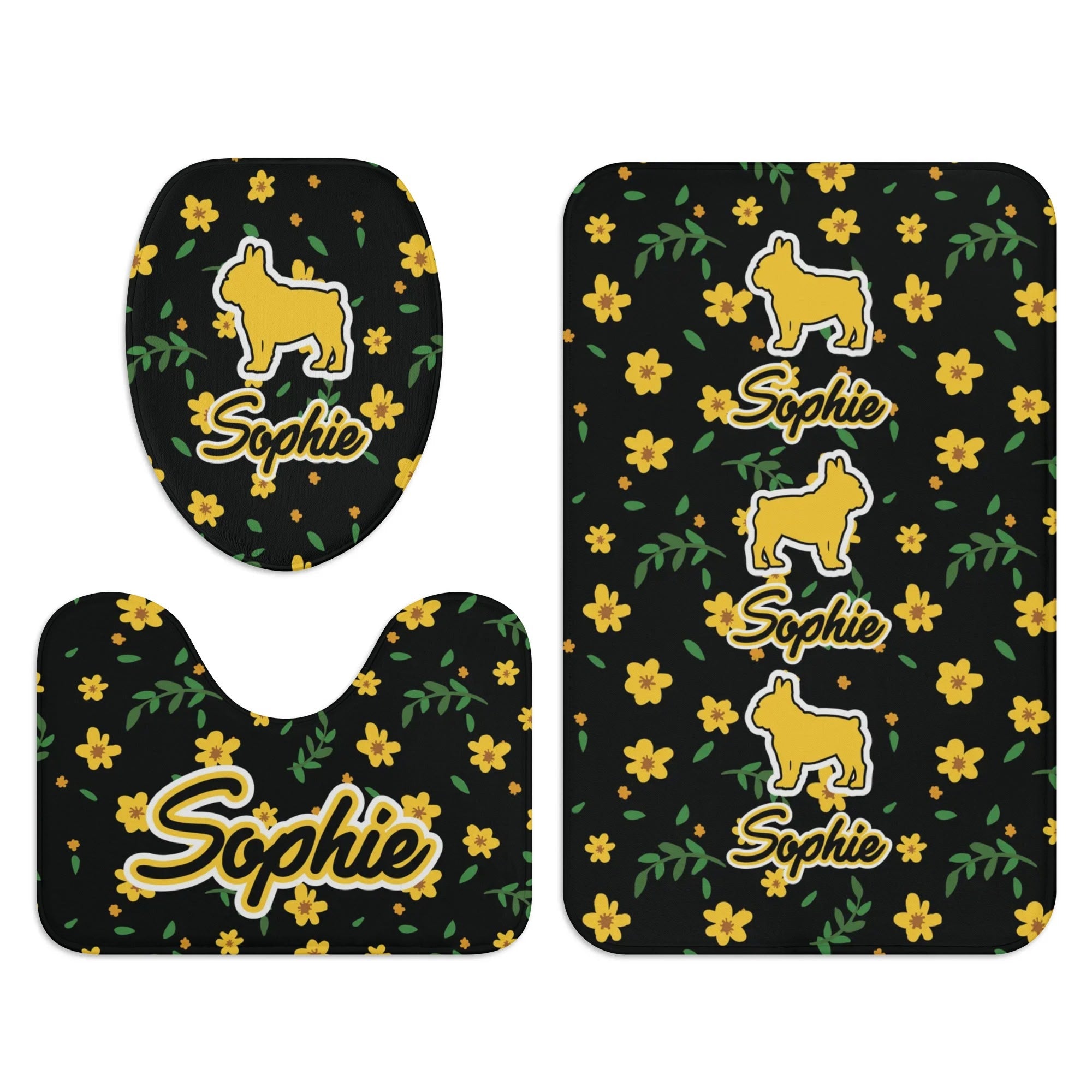 French Bulldog Personalized Bathroom Set With Your Frenchie’s Name Durable Dog Item