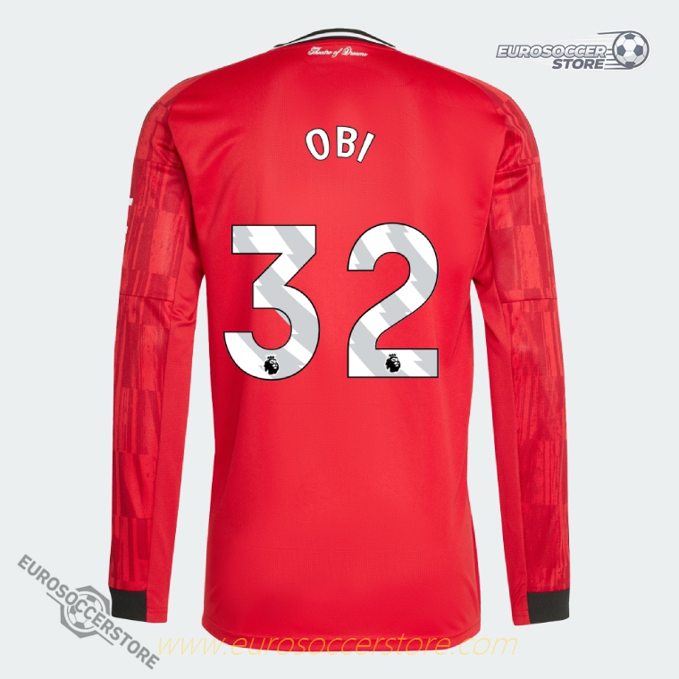 Manchester United 25-26 Season Home Long Sleeve OBI 32 Football Jersey