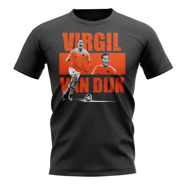 Virgil Van Dijk Player Collage T-Shirt (Black) Worldcup