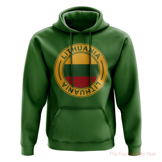 Men Lithuania Football Badge Hoodie (Green)