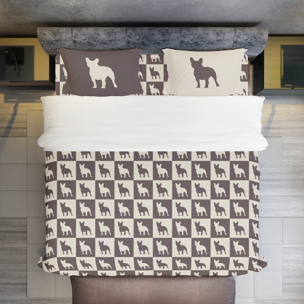 French Bulldog Bandit Duvet Cover Set For Boston Terrier Lovers Durable Dog Item